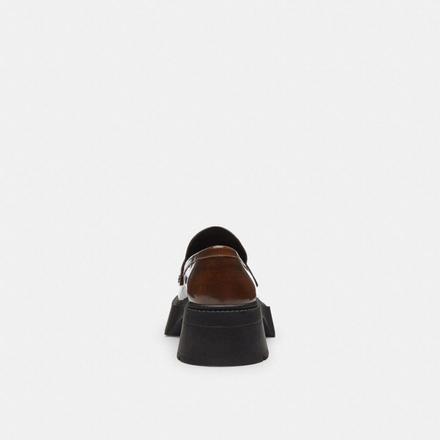 Mocassins COACH Leah Platform Feminino Marrom | 68925FXHN