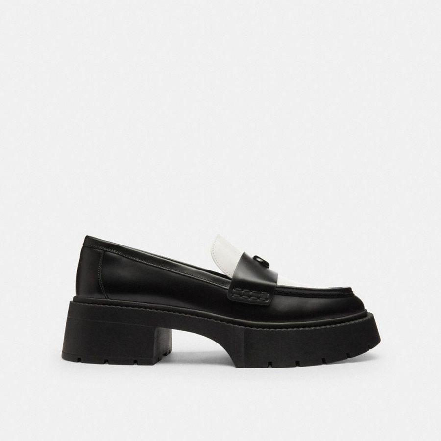 Mocassins COACH Leah Platform Feminino Pretas | 57281YJBX