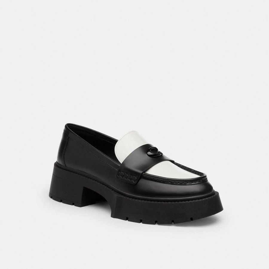 Mocassins COACH Leah Platform Feminino Pretas | 57281YJBX