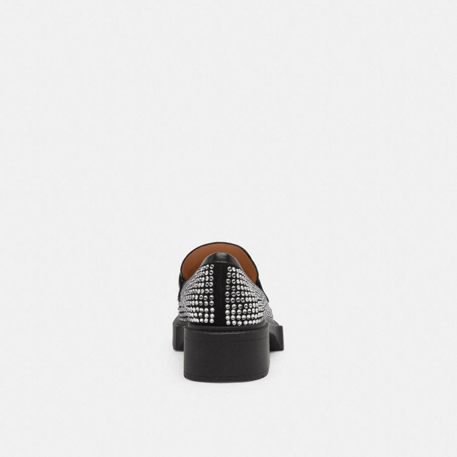 Mocassins COACH Leah With Crystal Feminino Prateadas | 52698MCIB