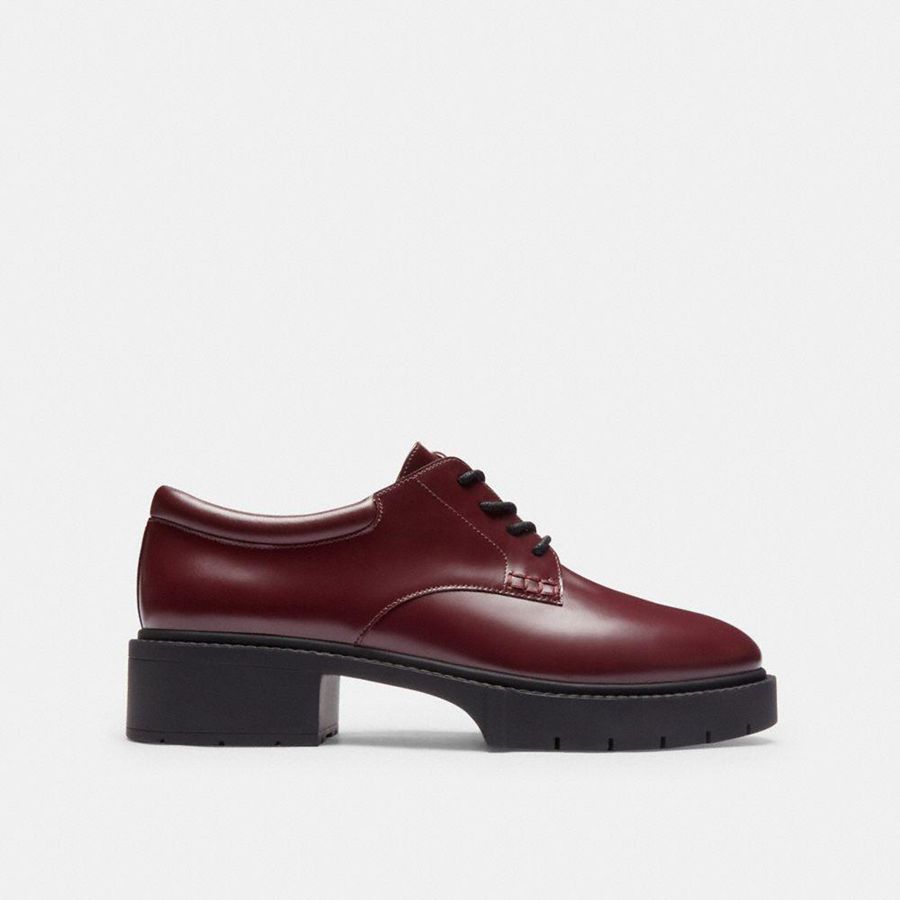 Mocassins COACH Lyla Derby Feminino Bordeaux | 50623XLVN
