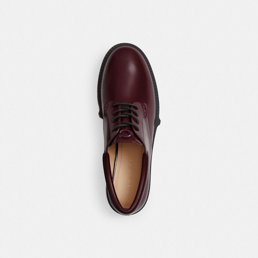 Mocassins COACH Lyla Derby Feminino Bordeaux | 50623XLVN