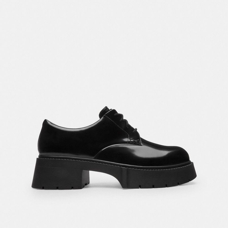Mocassins COACH Lyla Platform Derby Feminino Pretas | 98371OMVG