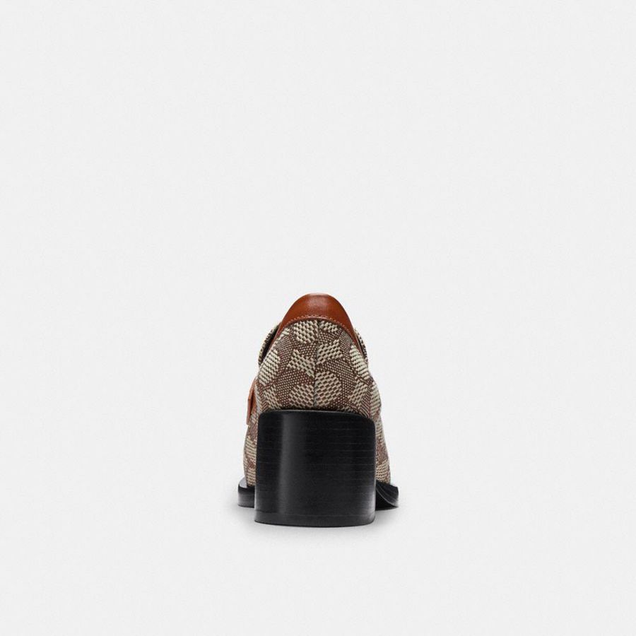 Mocassins COACH Natalie In Signature Textile Jacquard Feminino Marrom | 04695DBTG