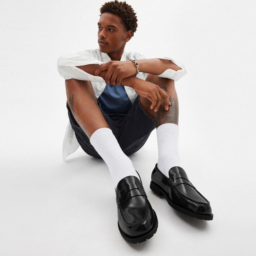 Mocassins COACH Reagan Masculino Pretas | 09437LACU