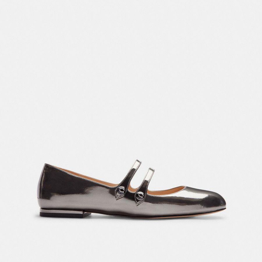 Mocassins COACH Winley Mary Jane Feminino Prateadas | 92673WFYQ