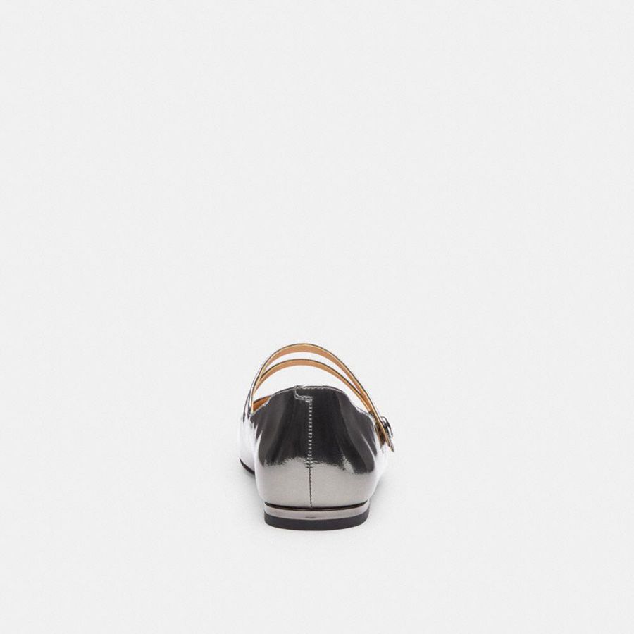 Mocassins COACH Winley Mary Jane Feminino Prateadas | 92673WFYQ