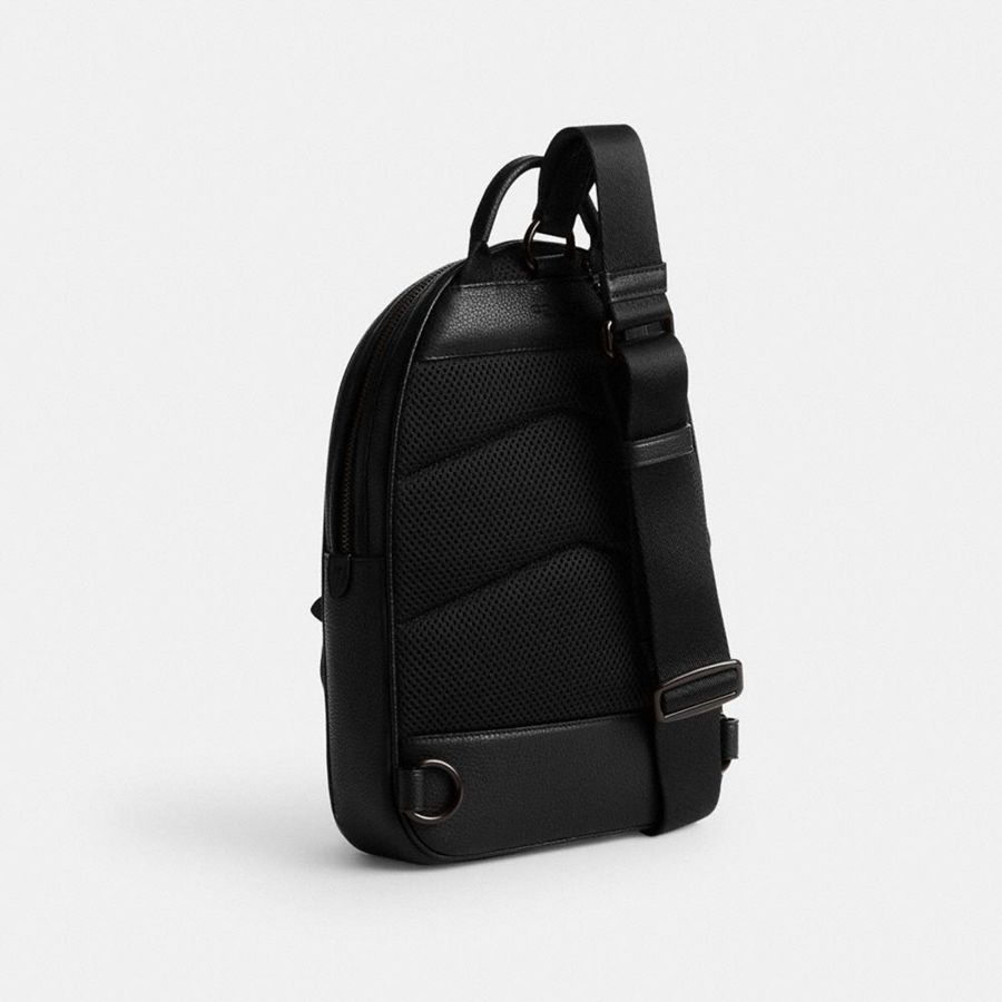 Mochila COACH Charter Pack In Signature Leather Masculino Pretas | 96015OVNW