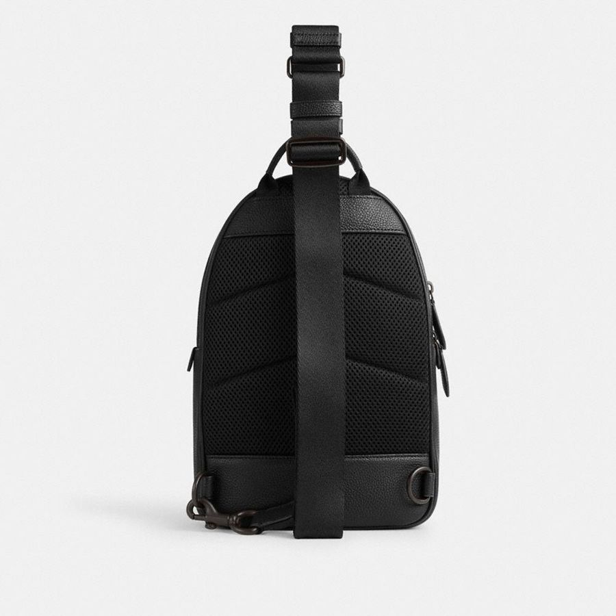 Mochila COACH Charter Pack In Signature Leather Masculino Pretas | 96015OVNW