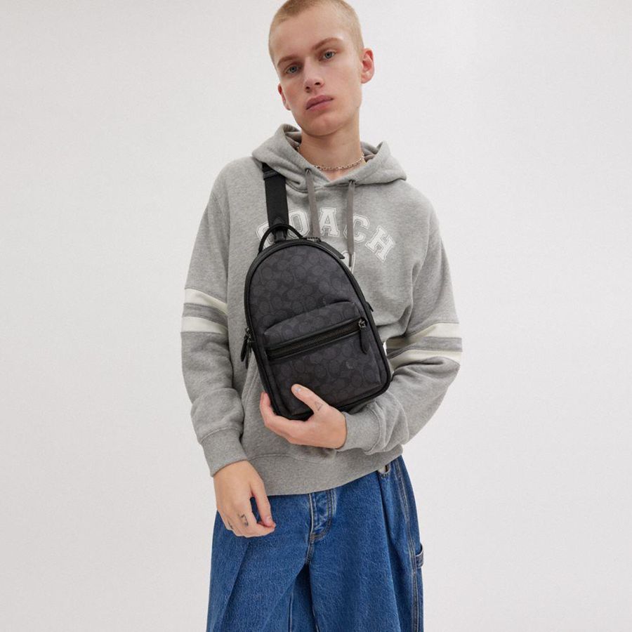 Mochila COACH Charter Pack In Signature Canvas Masculino Cinzentas | 91052EIKU