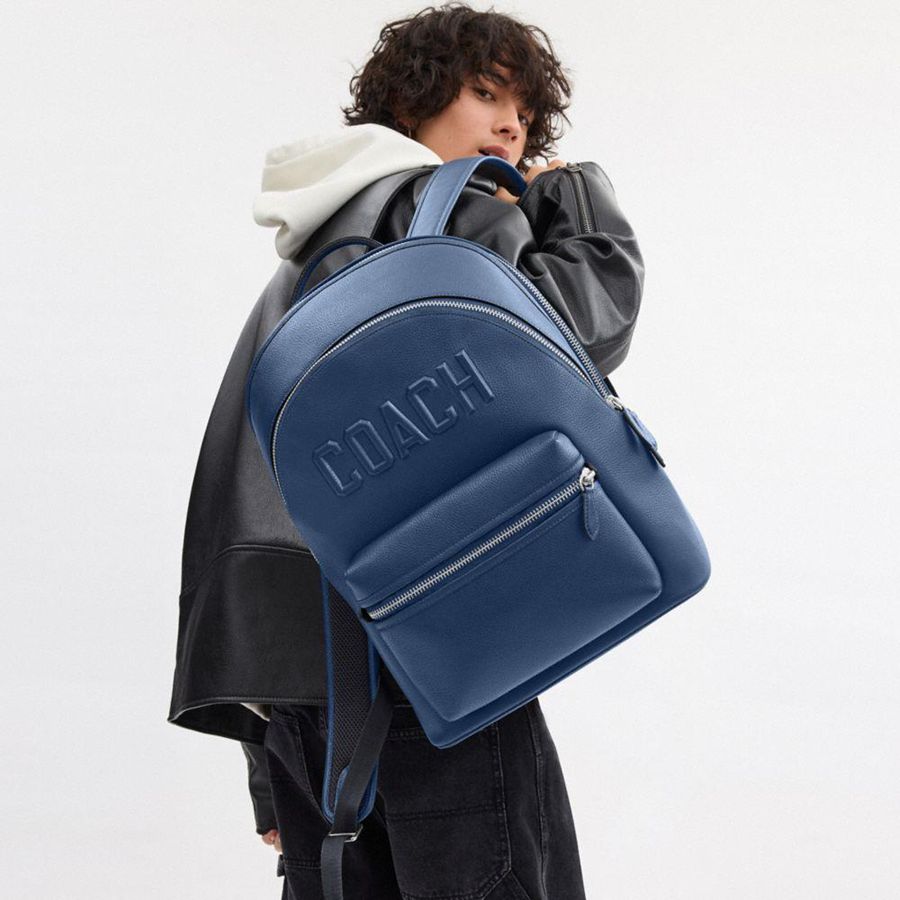Mochila COACH Charter With Coach Graphic Masculino Azuis | 42695TSID
