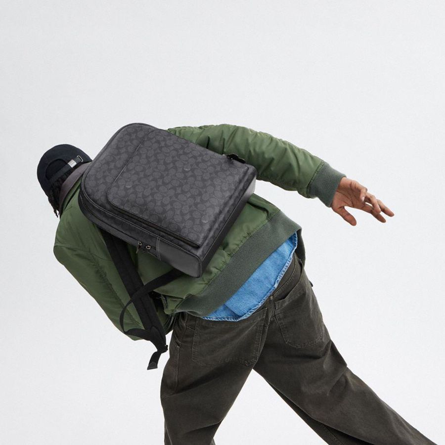 Mochila COACH Gotham In Signature Canvas Masculino Cinzentas | 93084GNBF