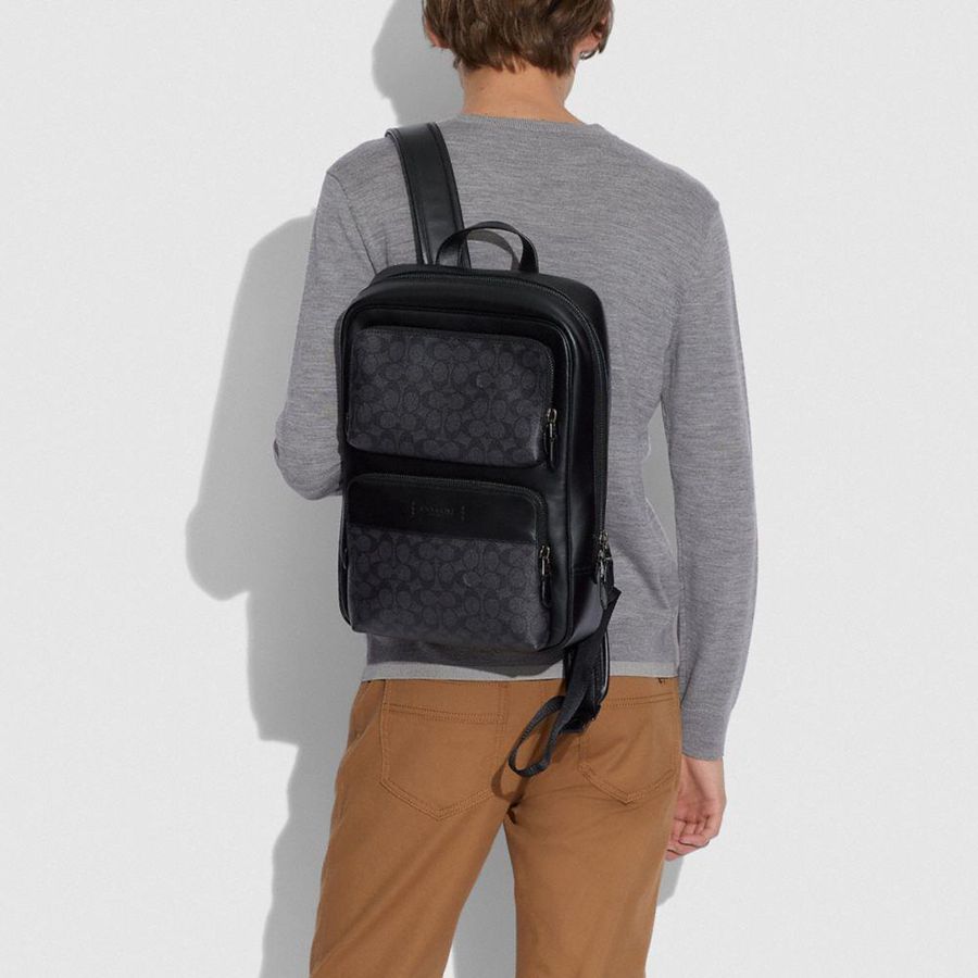 Mochila COACH Gotham In Signature Canvas Feminino Pretas | 63250SIPZ