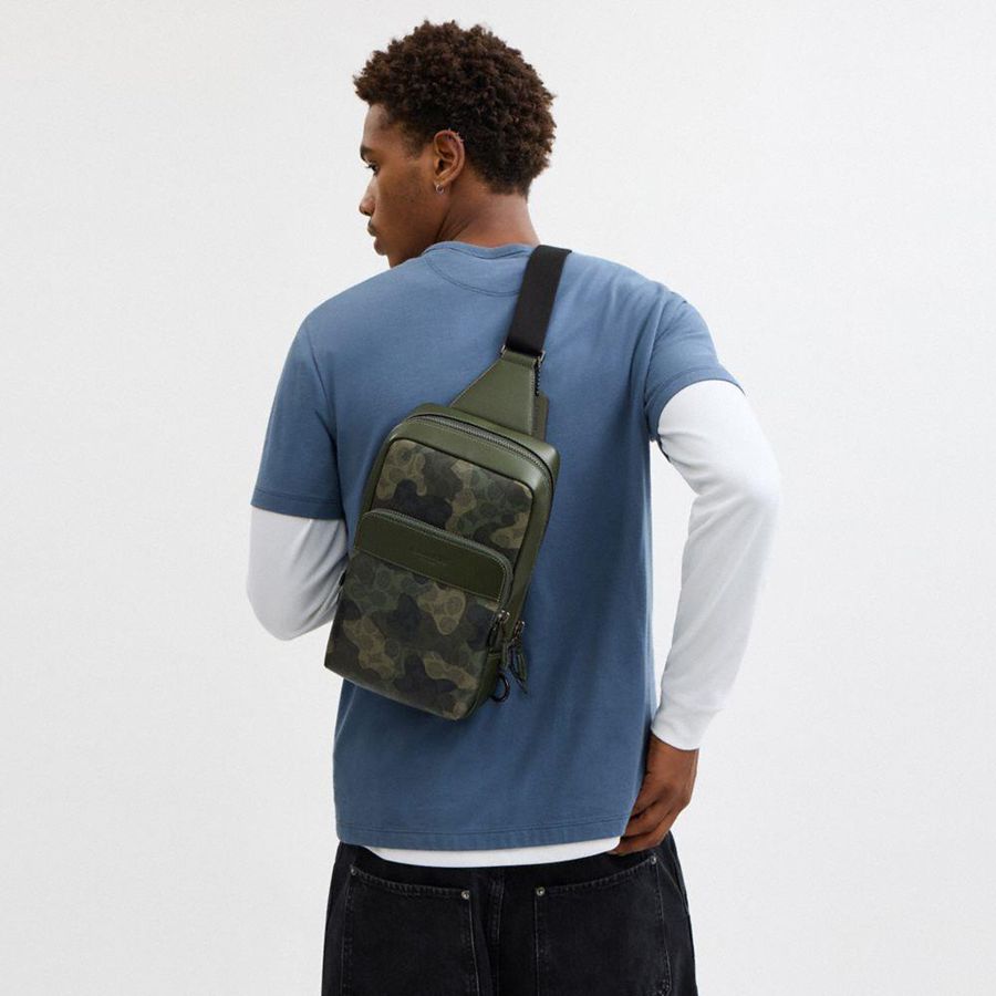 Mochila COACH Gotham Pack In Signature Camo Print Masculino Verdes | 61325KQJC