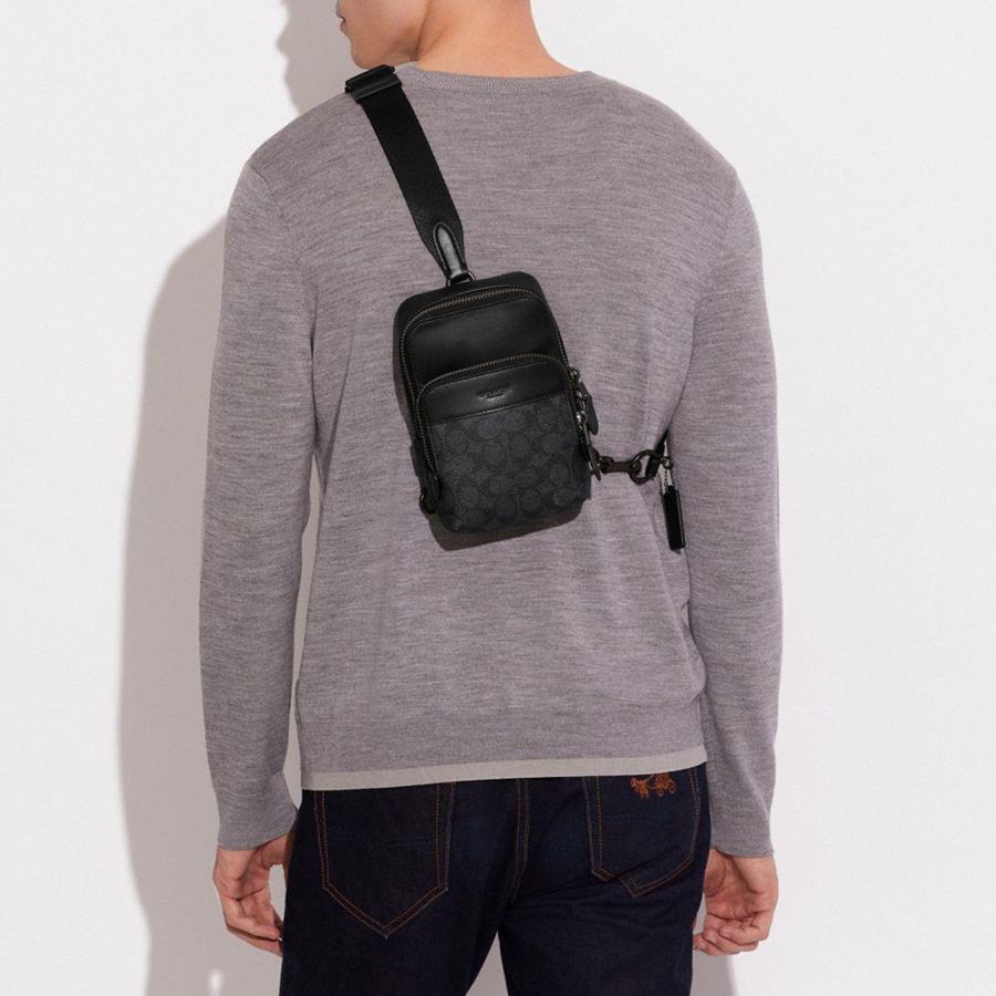 Mochila COACH Gotham Sling Pack 13 In Signature Canvas Masculino Cinzentas | 78652LCHU