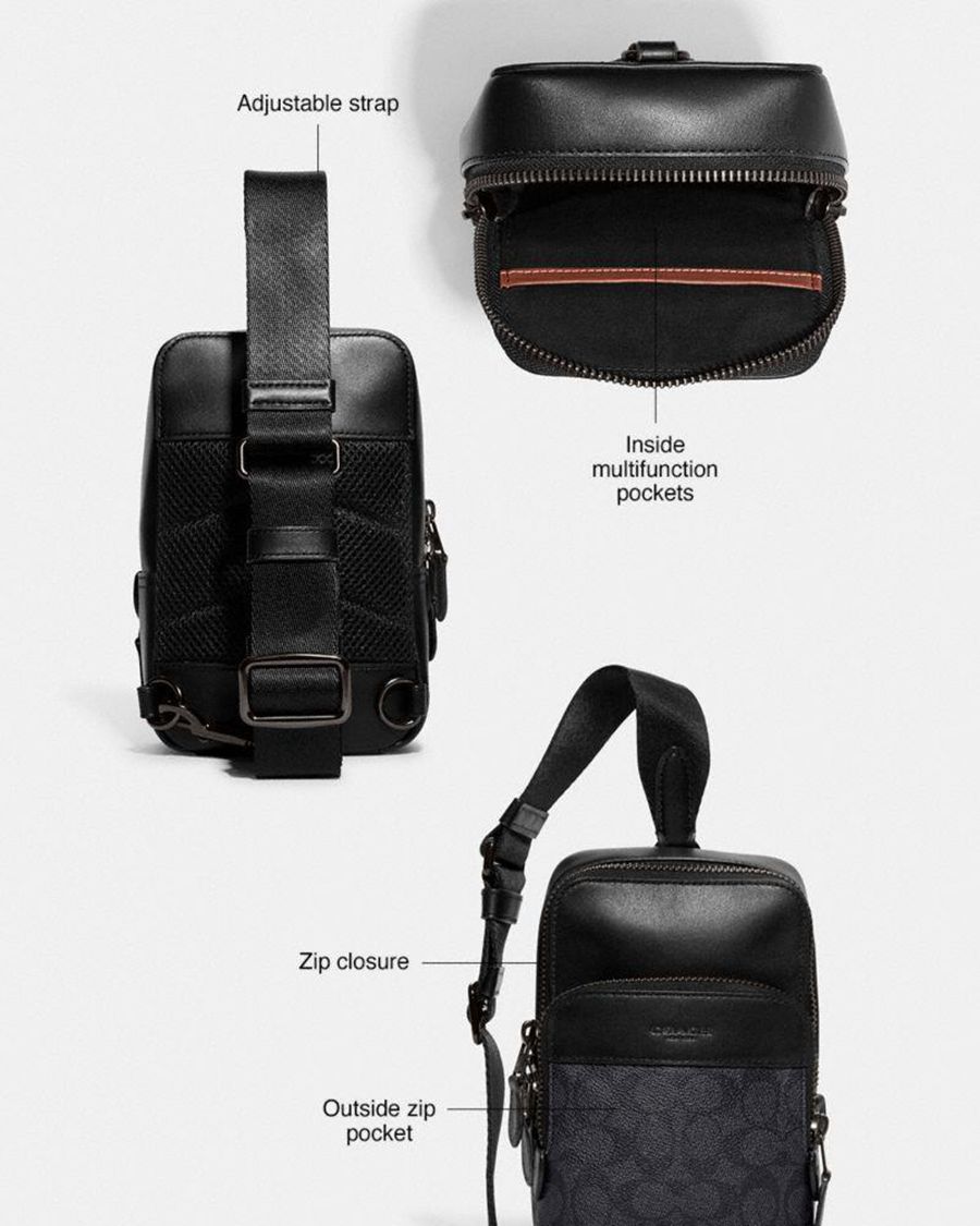 Mochila COACH Gotham Sling Pack 13 In Signature Canvas Masculino Cinzentas | 78652LCHU