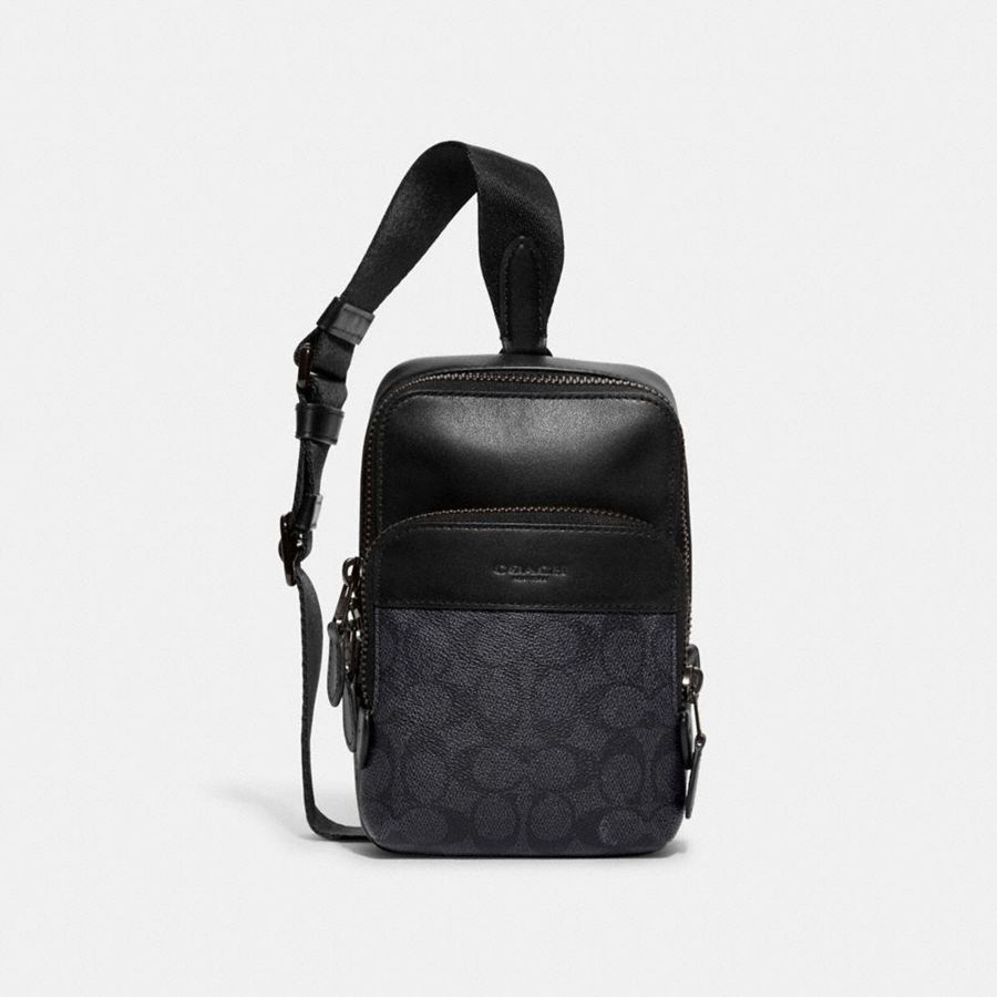Mochila COACH Gotham Sling Pack 13 In Signature Canvas Feminino Pretas | 58346VYPQ