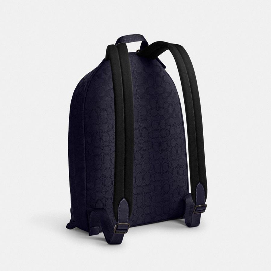 Mochila COACH Hall In Signature Jacquard Masculino Azul Marinho | 73580LUCA