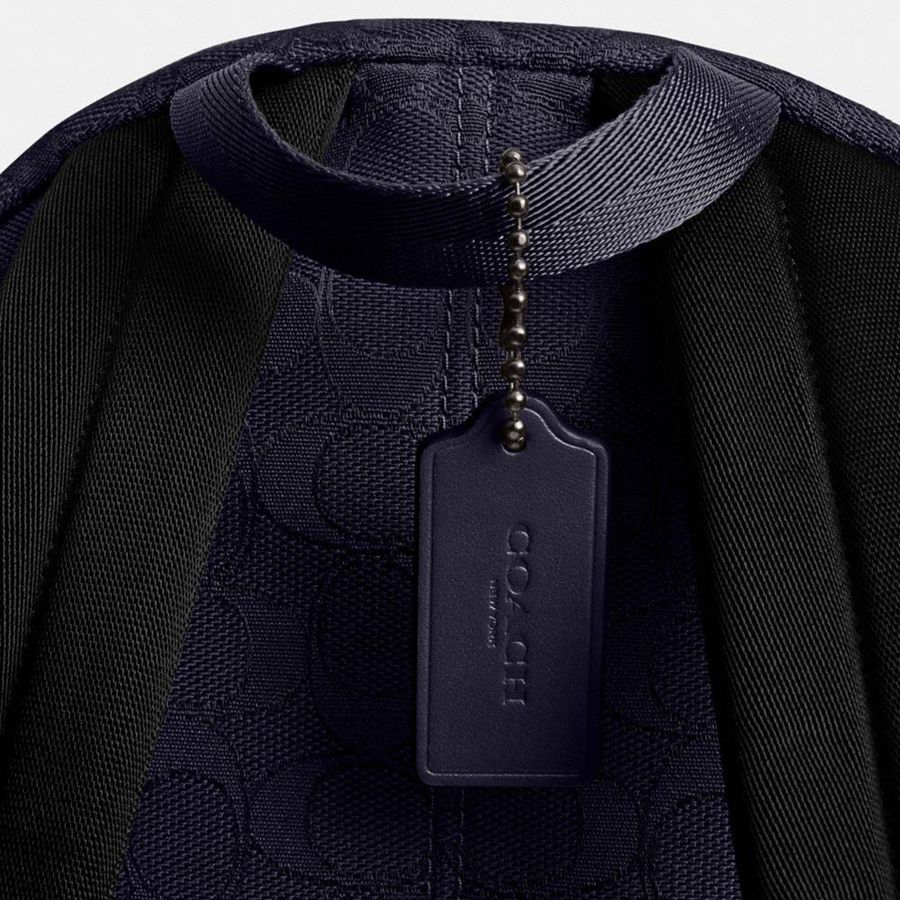 Mochila COACH Hall In Signature Jacquard Masculino Azul Marinho | 73580LUCA