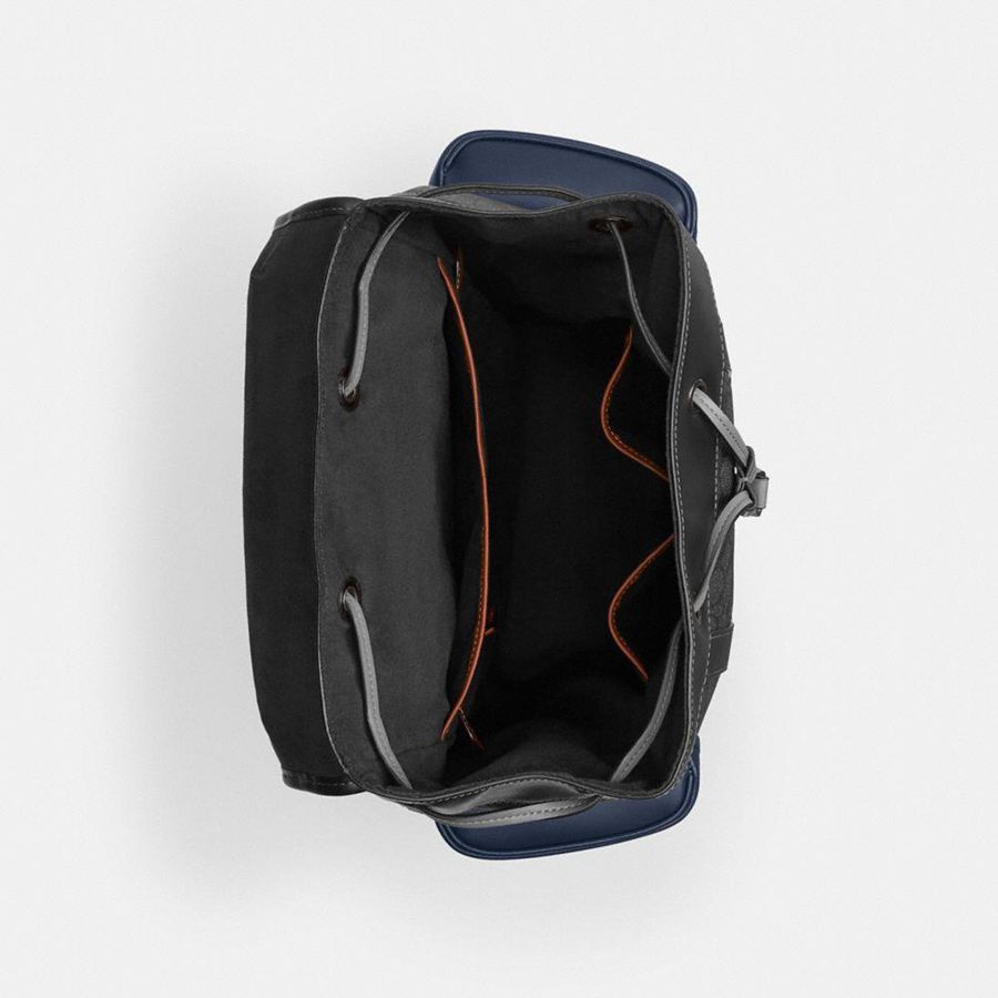 Mochila COACH Hitch In Blocked Signature Canvas Masculino Pretas | 05942RCLK