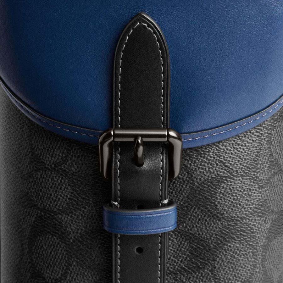 Mochila COACH Hitch In Blocked Signature Canvas Masculino Pretas | 05942RCLK