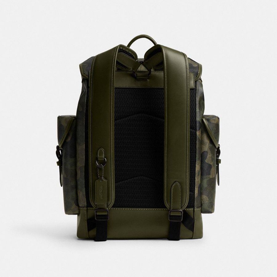Mochila COACH Hitch In Signature Camo Print Masculino Verdes | 57340RPLB