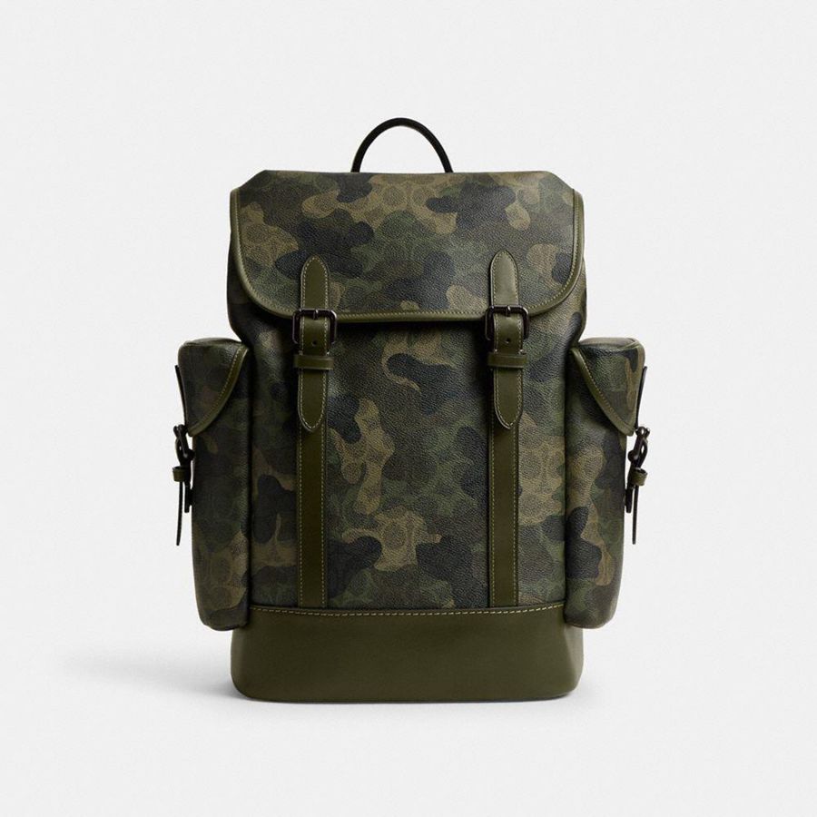 Mochila COACH Hitch In Signature Camo Print Masculino Verdes | 57340RPLB