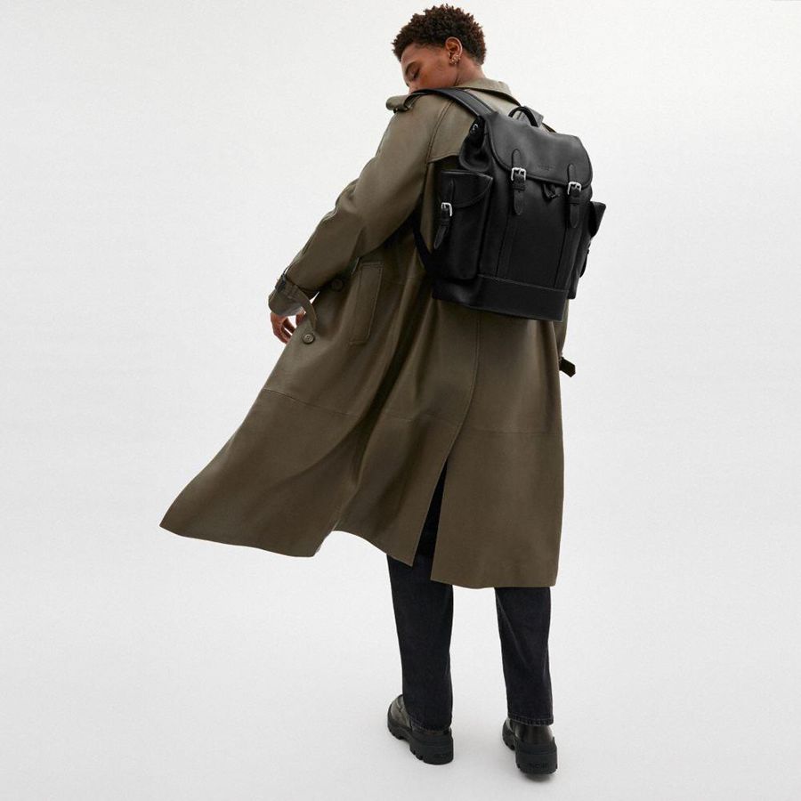 Mochila COACH Hitch Masculino Pretas | 95487UQEX