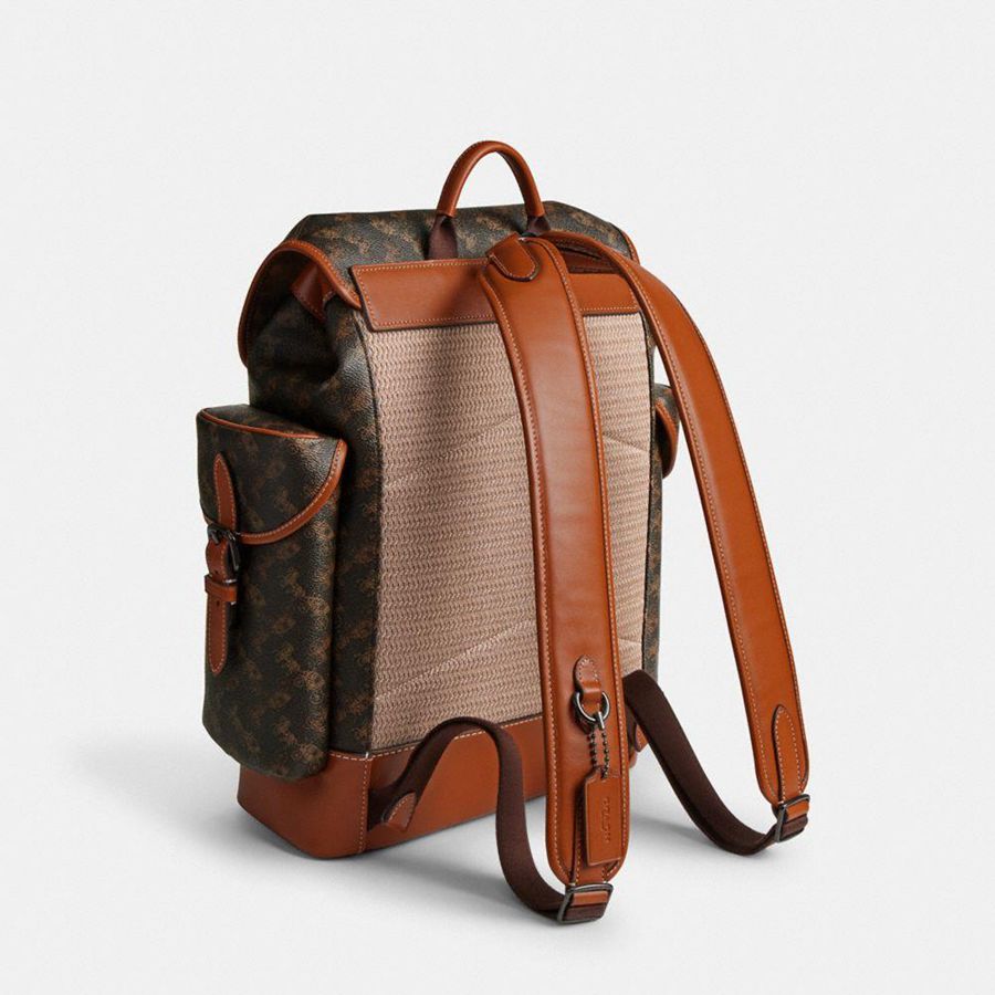 Mochila COACH Hitch With Horse And Carriage Print Masculino Marrom | 23016FUPS