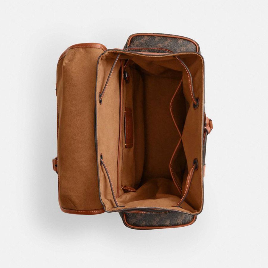 Mochila COACH Hitch With Horse And Carriage Print Masculino Marrom | 23016FUPS