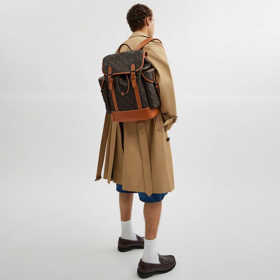 Mochila COACH Hitch With Horse And Carriage Print Masculino Marrom | 23016FUPS