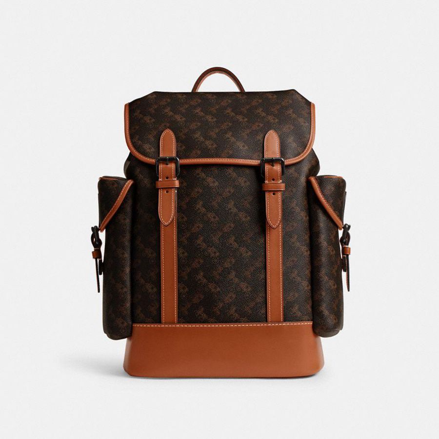 Mochila COACH Hitch With Horse And Carriage Print Masculino Marrom | 23016FUPS