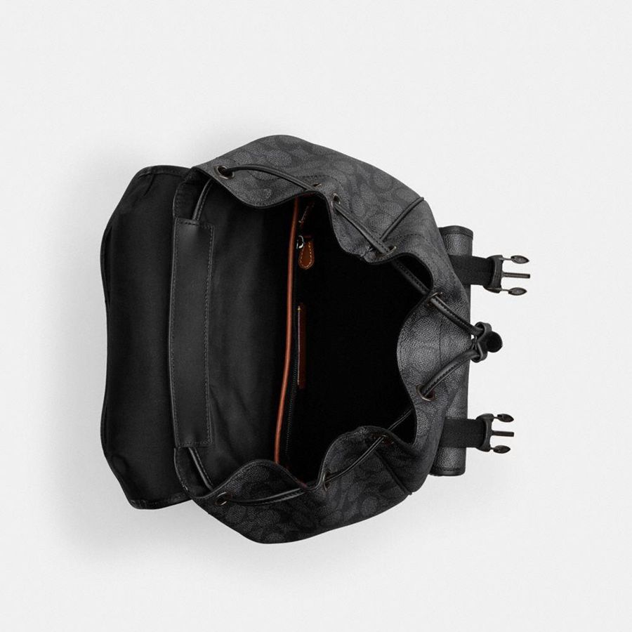 Mochila COACH League Flap In Signature Canvas Feminino Cinzentas | 01326FRZA