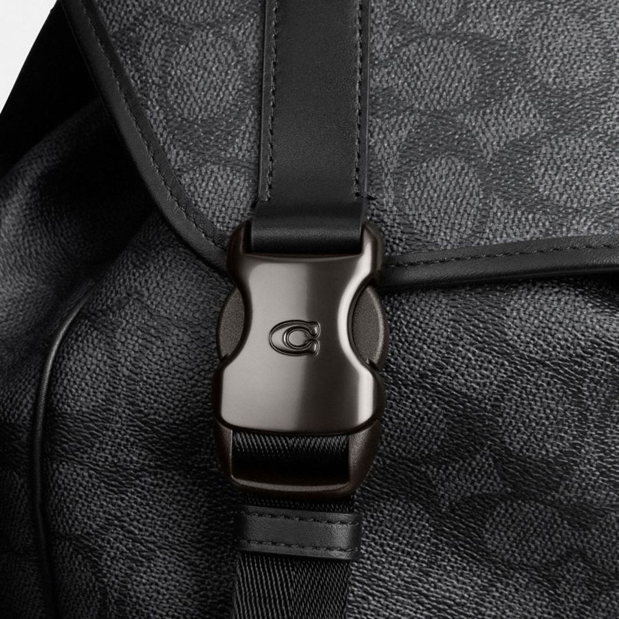 Mochila COACH League Flap In Signature Canvas Feminino Cinzentas | 01326FRZA