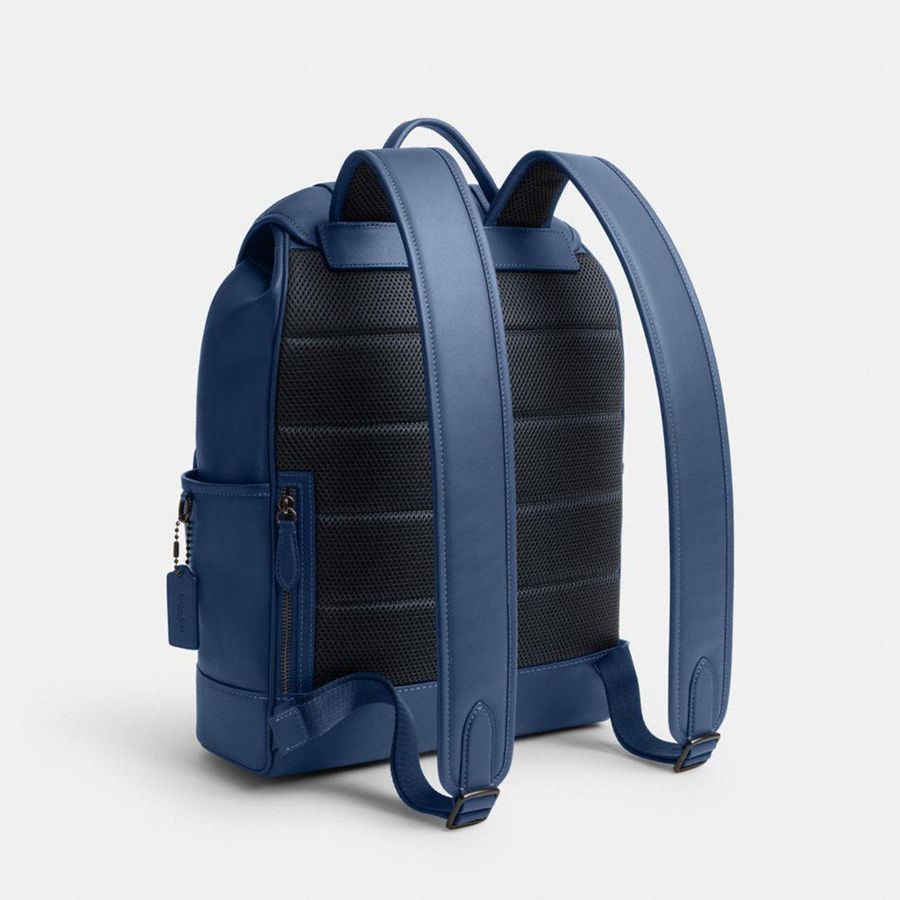 Mochila COACH League Flap Masculino Azuis | 14803CNMJ