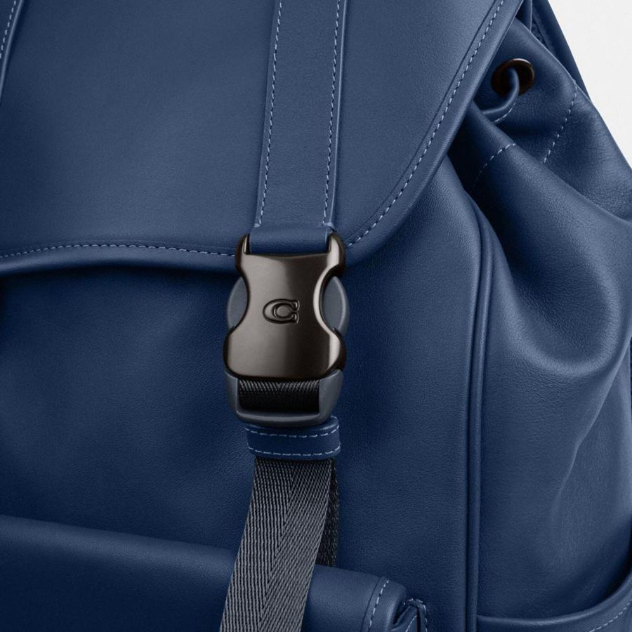 Mochila COACH League Flap Masculino Azuis | 14803CNMJ