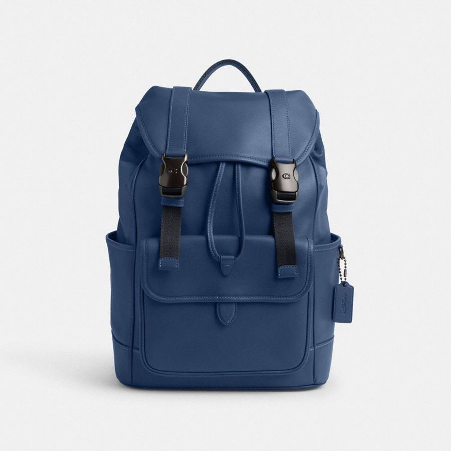 Mochila COACH League Flap Masculino Azuis | 14803CNMJ