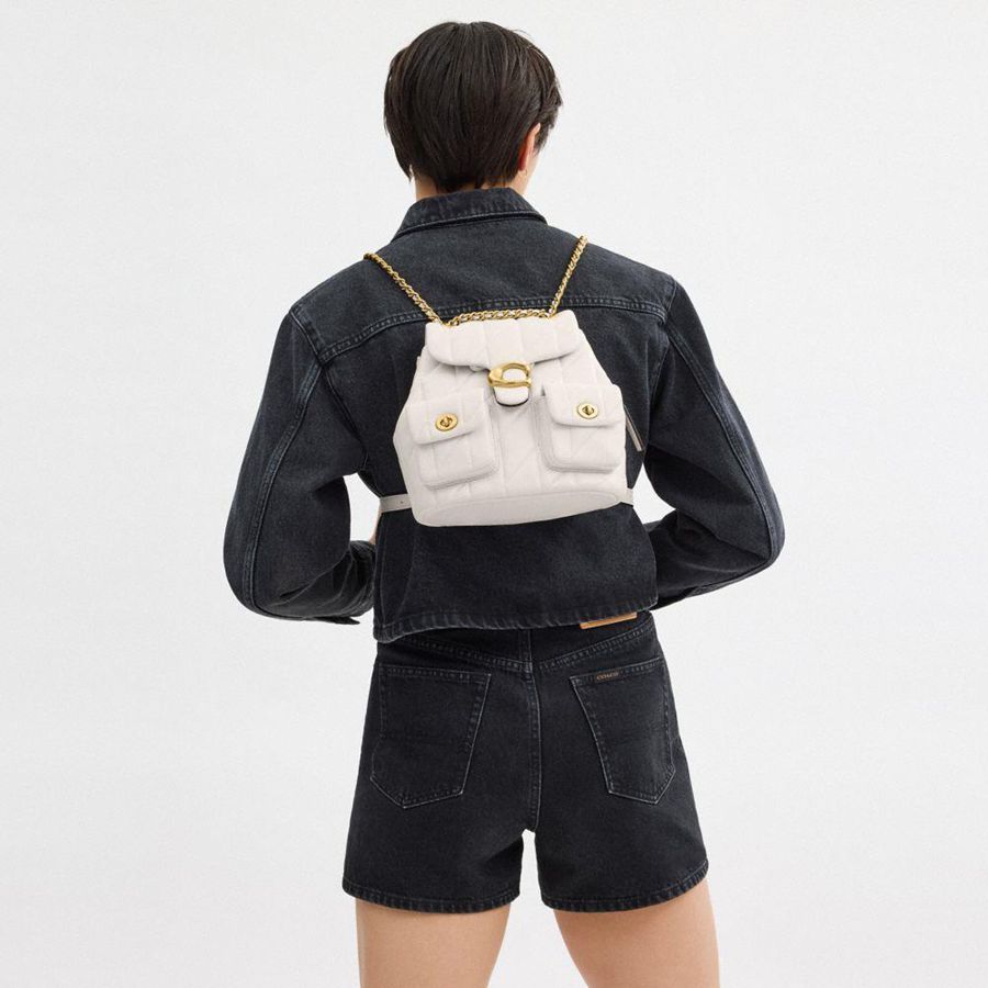 Mochila COACH Tabby With Pillow Quilting Feminino Branco | 60541ORXB
