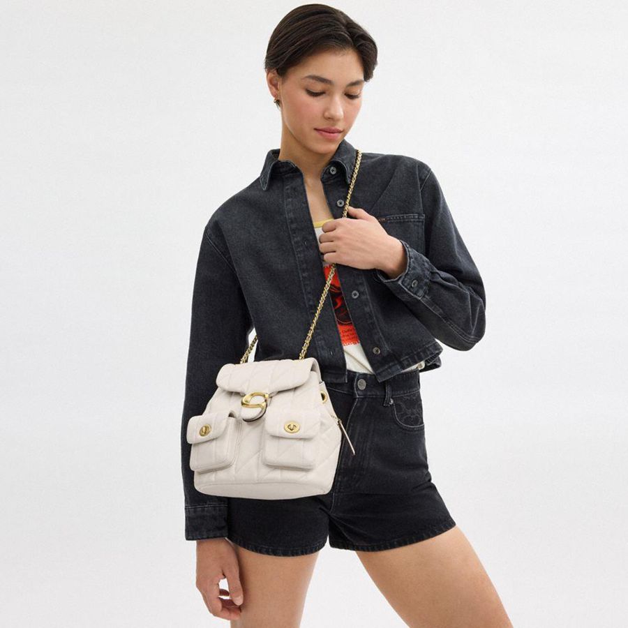 Mochila COACH Tabby With Pillow Quilting Feminino Branco | 60541ORXB