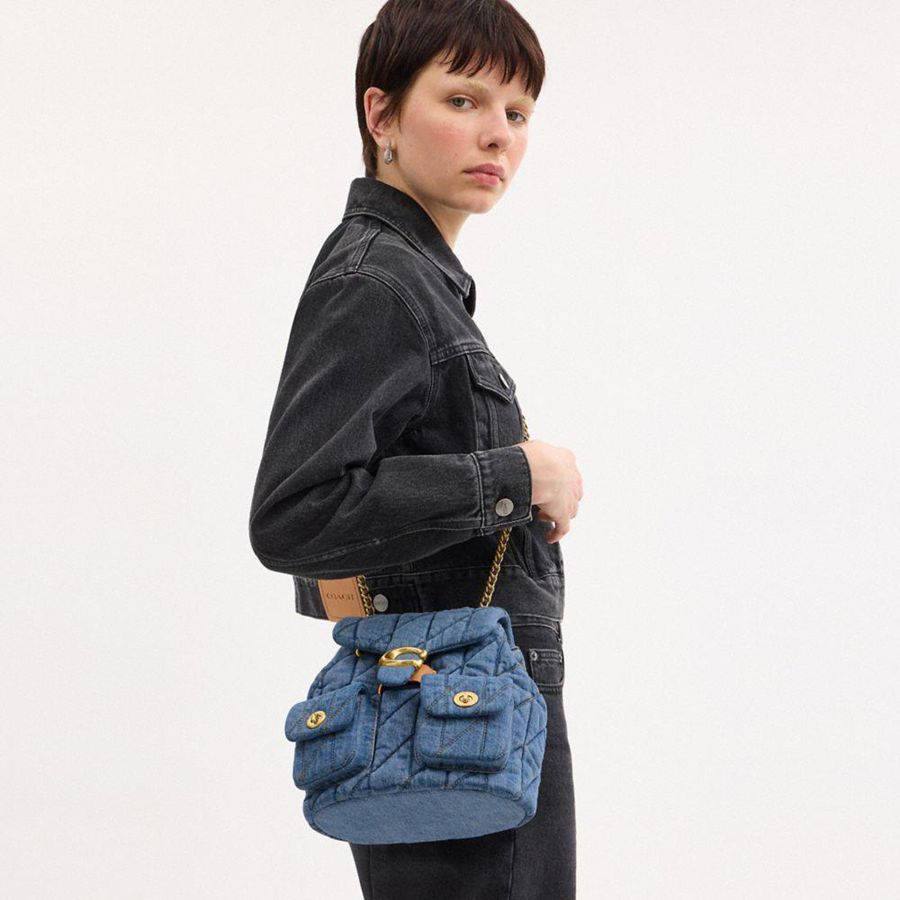 Mochila COACH Tabby With Quilting Feminino Azuis | 46097CWVQ