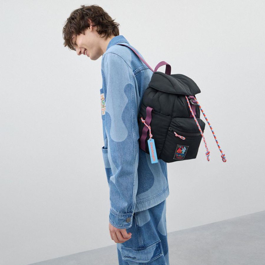 Mochila COACH Topia Loop Mini Masculino Pretas | 36128FTKV
