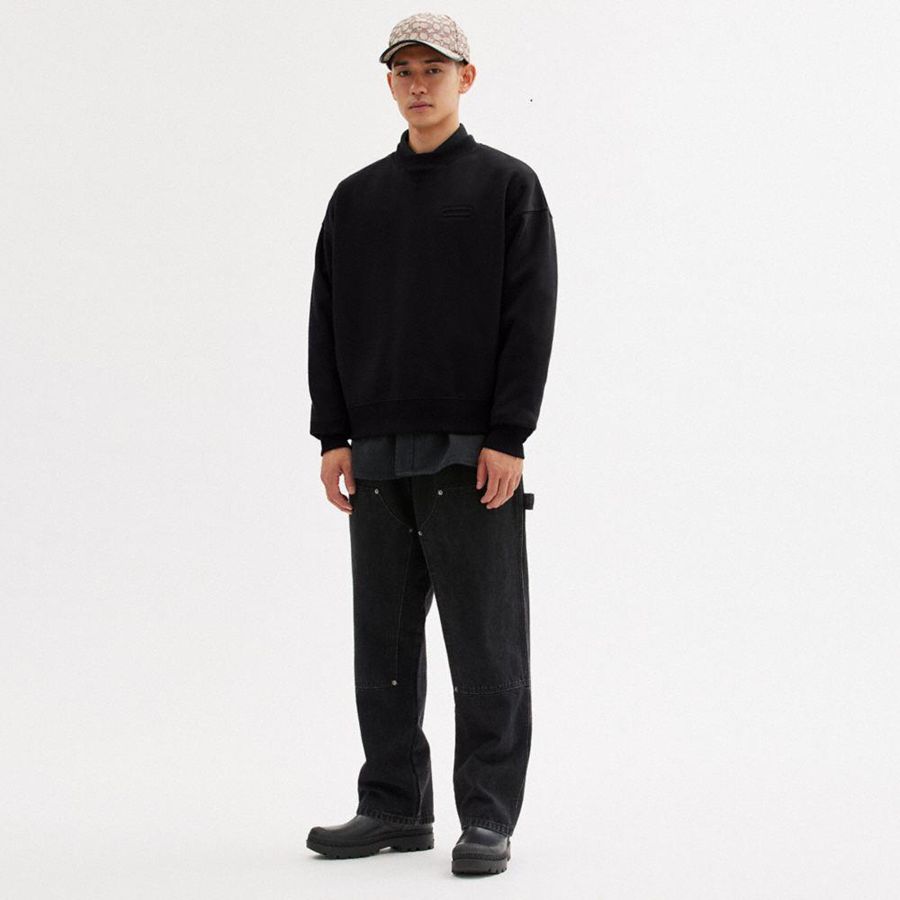 Moletom COACH Essential Crewneck Masculino Pretas | 28397ZPCO