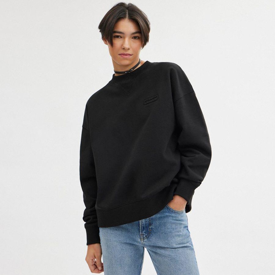 Moletom COACH Essential Crewneck Masculino Pretas | 28397ZPCO