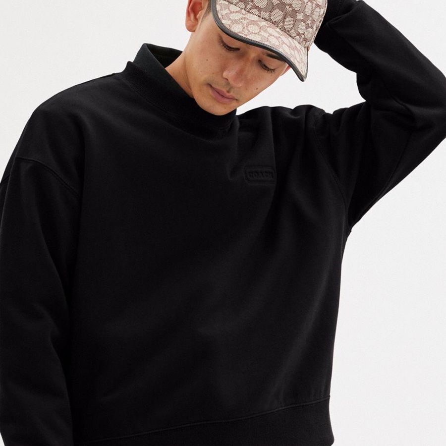 Moletom COACH Essential Crewneck Masculino Pretas | 28397ZPCO