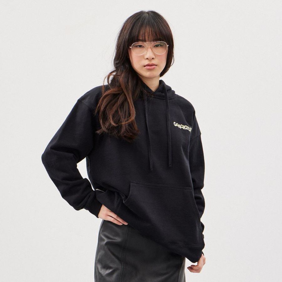 Moletom com Capuz COACH Hoodie With This Is Coachtopia Print Feminino Pretas | 74310OLVM