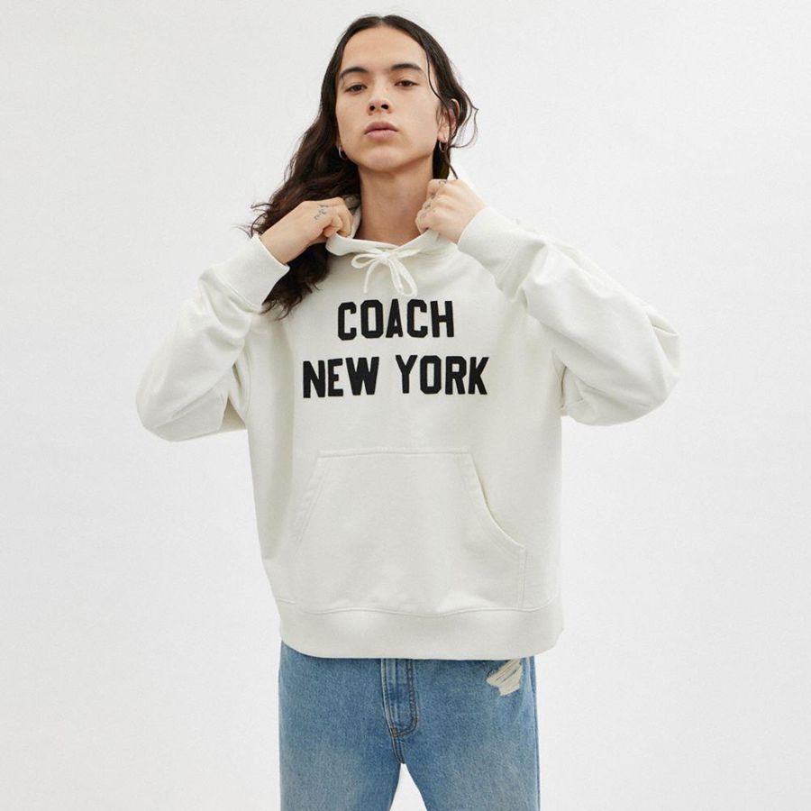 Moletom com Capuz COACH Sweatshirt Masculino Branco | 60819GTEH