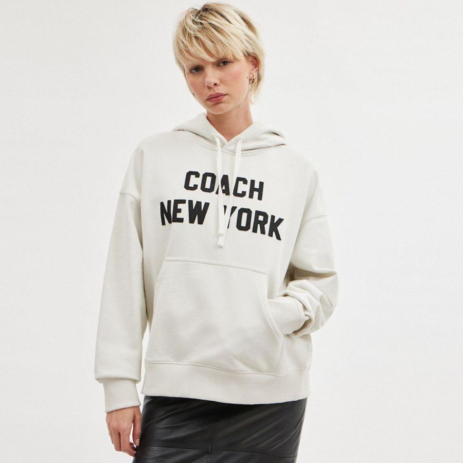 Moletom com Capuz COACH Sweatshirt Masculino Branco | 60819GTEH