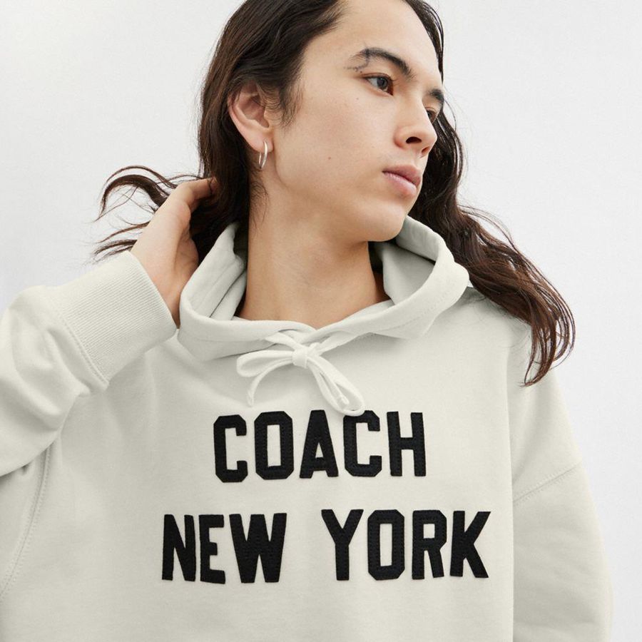 Moletom com Capuz COACH Sweatshirt Masculino Branco | 60819GTEH