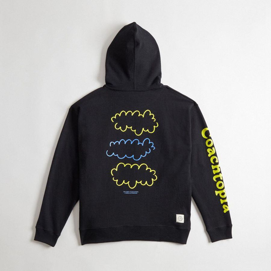 Moletom com Capuz COACH With Cloud Print Masculino Pretas | 36894ZFUM