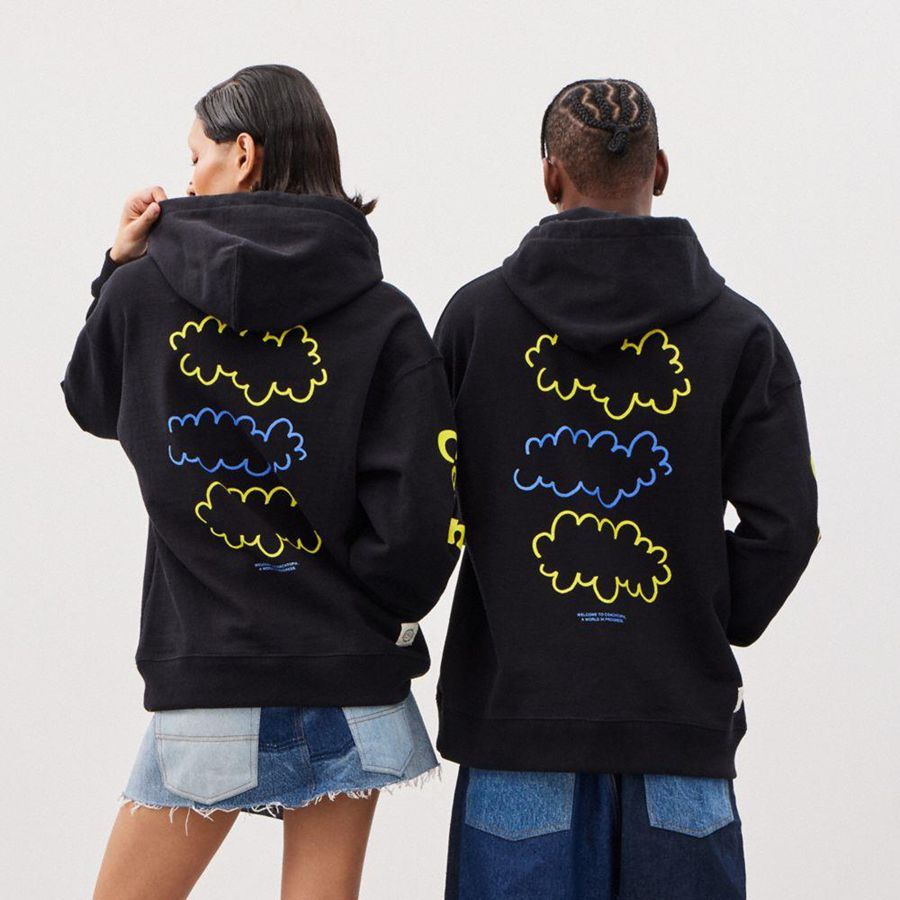 Moletom com Capuz COACH With Cloud Print Masculino Pretas | 36894ZFUM